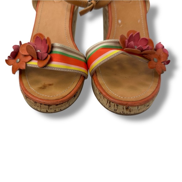 COACH Morgan Strappy Cork Wedges Heels Size 6.5 Floral Shoes - Picture 9 of 15